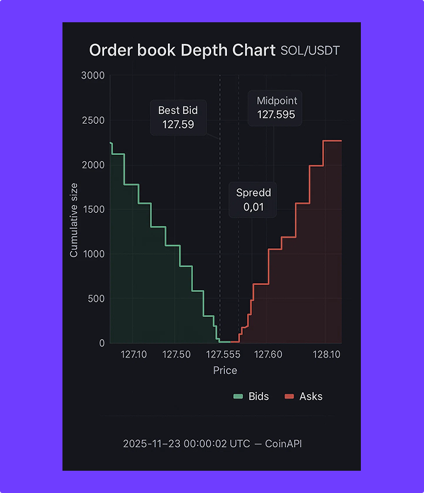 realCoinAPI's tweet image. Solana flows are still insane. If you’re trading SOL perps blind, good luck.  

CoinAPI streams real-time L2/L3, spreads, depth and imbalance across top venues, normalized, clean, fast.  
Trade with data, not vibes