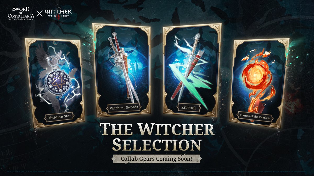 Upcoming Limited-Time Collab Gear Summon Event: The Witcher Selection

The "The Witcher Selection" legendary gear summon event will be available soon for a limited time!

⏰ Event Duration
12:00, Nov 28, 2025 – 23:59, Jan 22, 2026 (UTC-4)

📜 Event Details
✦ During the event,
