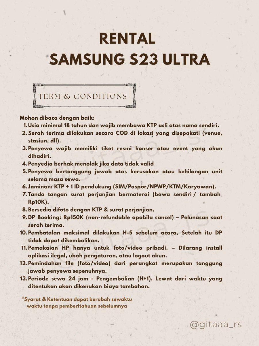 Open Rent / Want To Rent Samsung S23 U

RICH BRIAN | NCT WISH | TREASURE | AESPA | TDS4 KL, SEVENTEEN BULACAN BKK SG | TXT KL, SG

📩 Dm for more info‼️
no deposit

t. wts wtb wtr rental sewa samsung s23 u for event concer jkt sg bkk kl