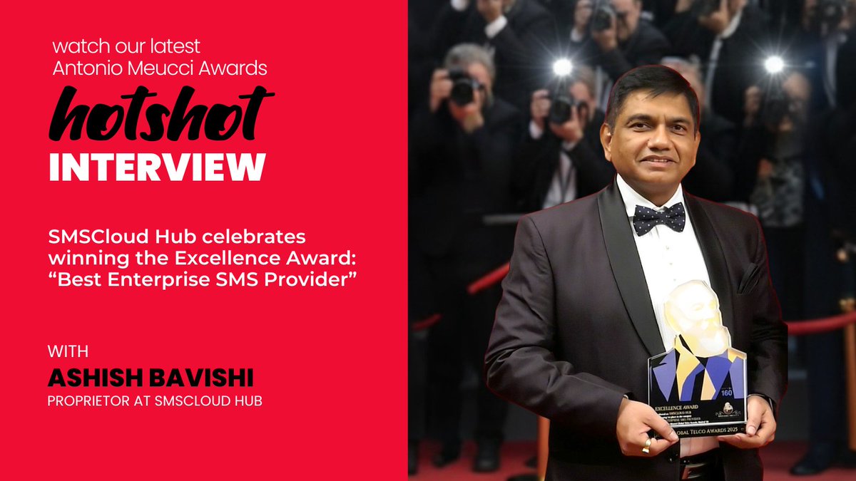 hottelecom's tweet image. Watch Ashish Bavishi, Proprietor at SMSCloud Hub, in his HOTShot interview at the Antonio Meucci Awards in Madrid as he celebrates winning the Excellence Award for “Best Enterprise SMS Provider.”

Watch interview: youtu.be/kOsBFX2LO44

#WWC #AntonioMeucciAwards #HOTShot