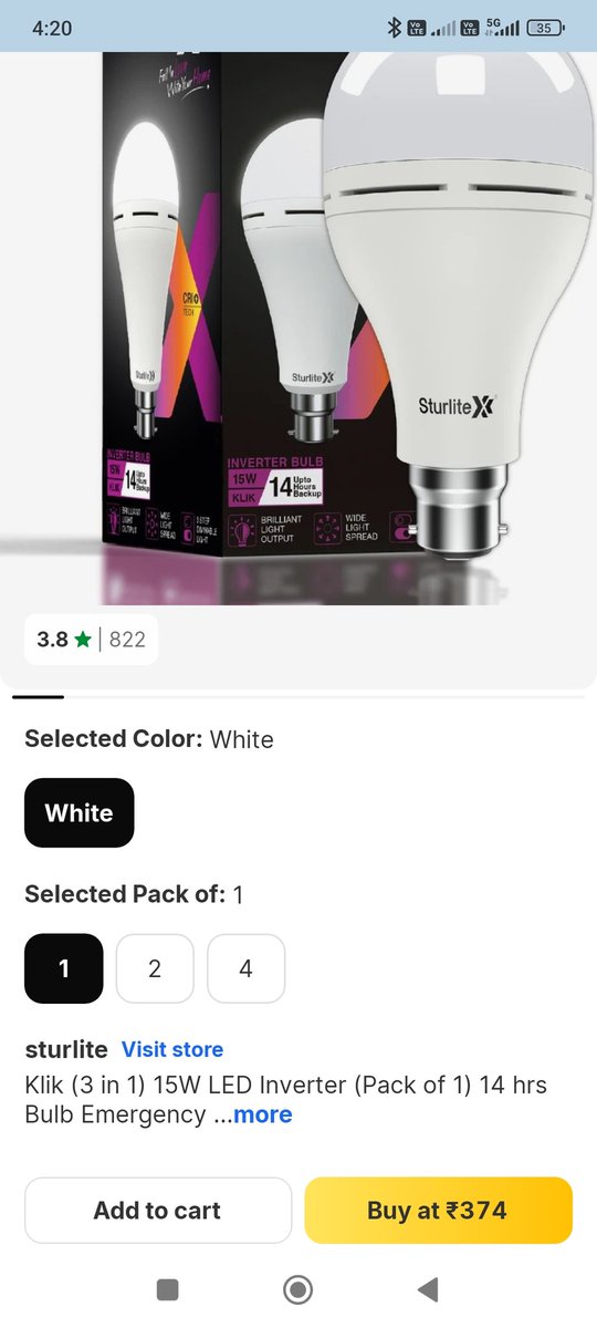 Right971's tweet photo. @flipkartsupport 
Flipkart से sturlite inverter bulb order किया
 लेकिन seller ने दूसरी कंपनी का बल्ब डिलीवर कर दिया जिसका backup 30 मिनट भी नही है
Return किया तो delivery pickup boy से product verify नही हुआ pickup failed हो गया 
इसको return कर के refund कर दो
मेरे साथ दोखा हुआ https://t.co/fdEqSsUa2K