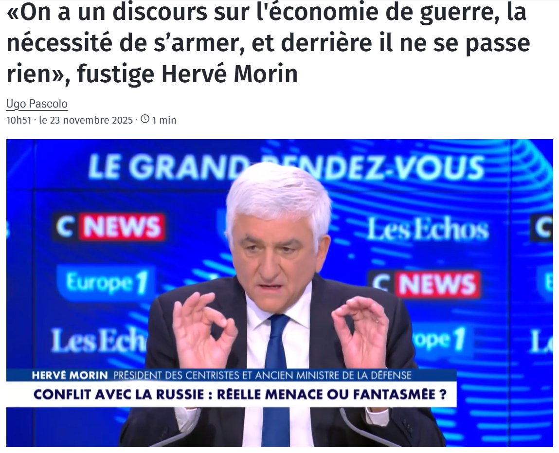 Ah, Hervé Morin. Là, on touche au chef-d’œuvre.

Le type a été ministre de la Défense de 2007 à 2010.
C’est pas si vieux.

L’un de ceux qui a méthodiquement participé à démonter une partie de notre outil de Défense, qui a accompagné sans broncher une LPM de rigueur, des