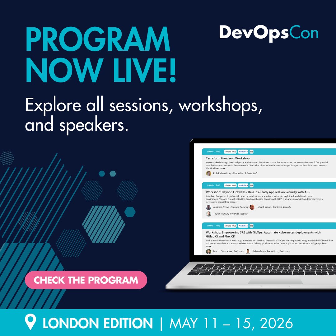 devops_con's tweet image. 🚀 The DevOpsCon London 2026 program is officially live!
From platform engineering to CI/CD pipelines and cloud-native scaling, see what’s in store and start planning your must-attend sessions. Early bird tickets are waiting!

🔗 f.mtr.cool/gercywhuxz

#DevOpsCon…
