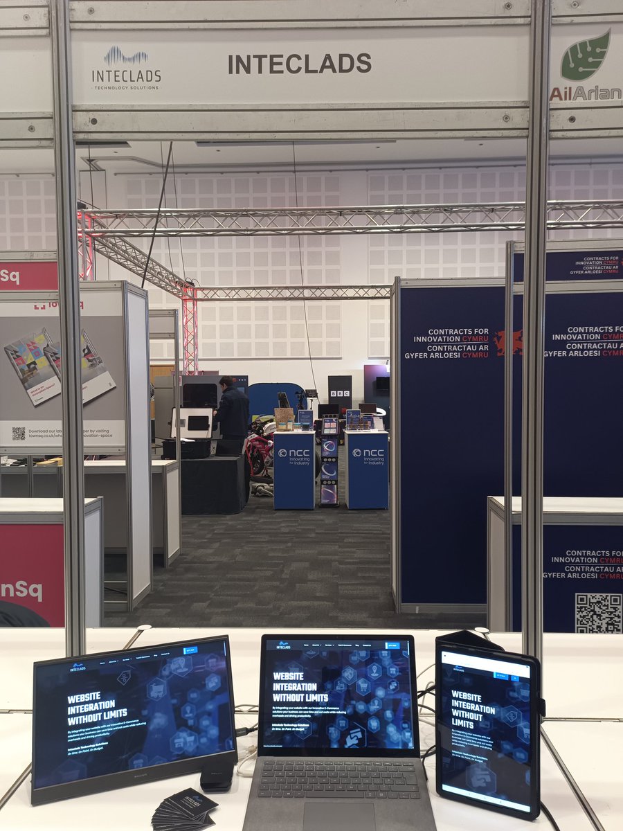 RadioLeeJones's tweet image. Early start for @Inteclads but all set up here at ICC Wales for the @TechnologyConnx  #WalesTechWeek. Come and see us in the Startup Square to talk all things E-Commerce and CRM as well as seeing a sneaky peek of our new product.