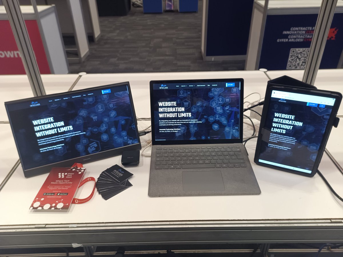 RadioLeeJones's tweet image. Early start for @Inteclads but all set up here at ICC Wales for the @TechnologyConnx  #WalesTechWeek. Come and see us in the Startup Square to talk all things E-Commerce and CRM as well as seeing a sneaky peek of our new product.