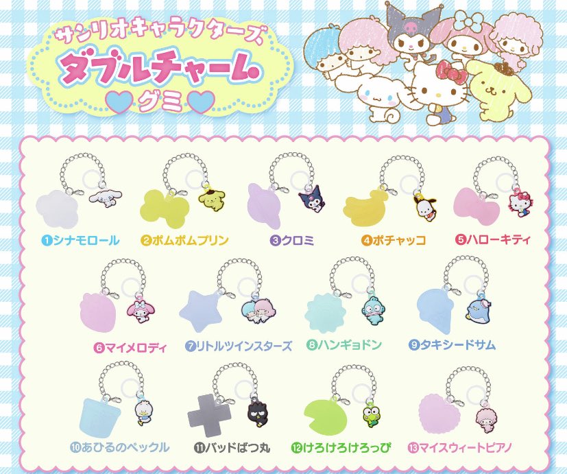 サンリオ キャラクターズ
ダブルチャーム グミ アンブレラマーカー 交換

譲🎀キキララ、けろっぴ

求🎀キティ、ピアノ

ID付きお写真はdmにて提示します
2:2
郵送交換のみ

よろしくお願いいたします🌸