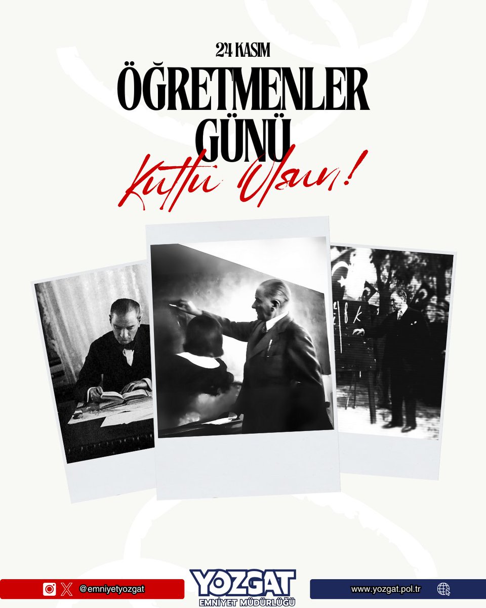 Başöğretmen Gazi Mustafa Kemal Atatürk’ün ‘Öğretmenler yeni nesil sizin eseriniz olacaktır’ sözünden ilhamla; ülkemizin geleceğini bilgiyle, sevgiyle ve özveriyle inşa eden tüm öğretmenlerimizin 24 Kasım Öğretmenler Günü’nü kutluyoruz. 

Eğitimin ışığını yarınlara taşıyan tüm