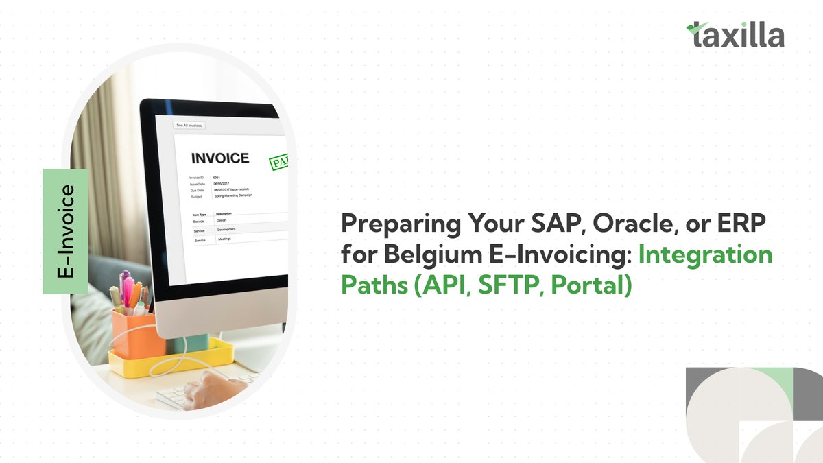 TaxillaInc's tweet image. Preparing for Belgium e-invoicing? 
Quickest win: don’t modify your ERP. Use middleware to manage UBL mapping, Peppol exchange &amp;amp; reconciliation. 
Learn how: taxilla.com/blog/belgium-e…
 #EInvoicing #Belgium2026 #SAP #OracleERP #Middleware #Automation #TaxCompliance #PeppolReady #ViDA