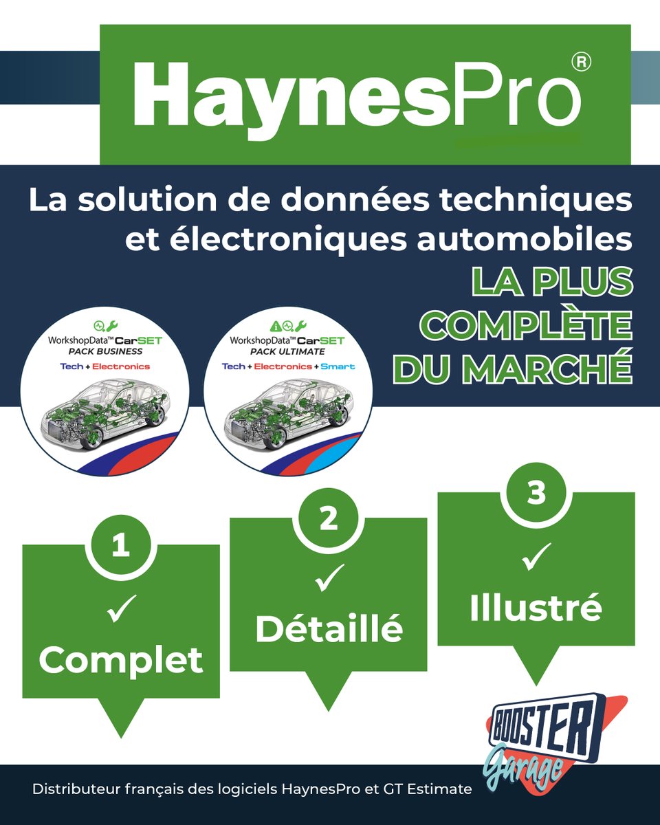 BoosterGarage's tweet image. #HaynesPro, c'est LA solution de données techniques et électroniques automobiles la plus complète du marché 👌
✅ Complet
✅ Détaillé
✅ Illustré