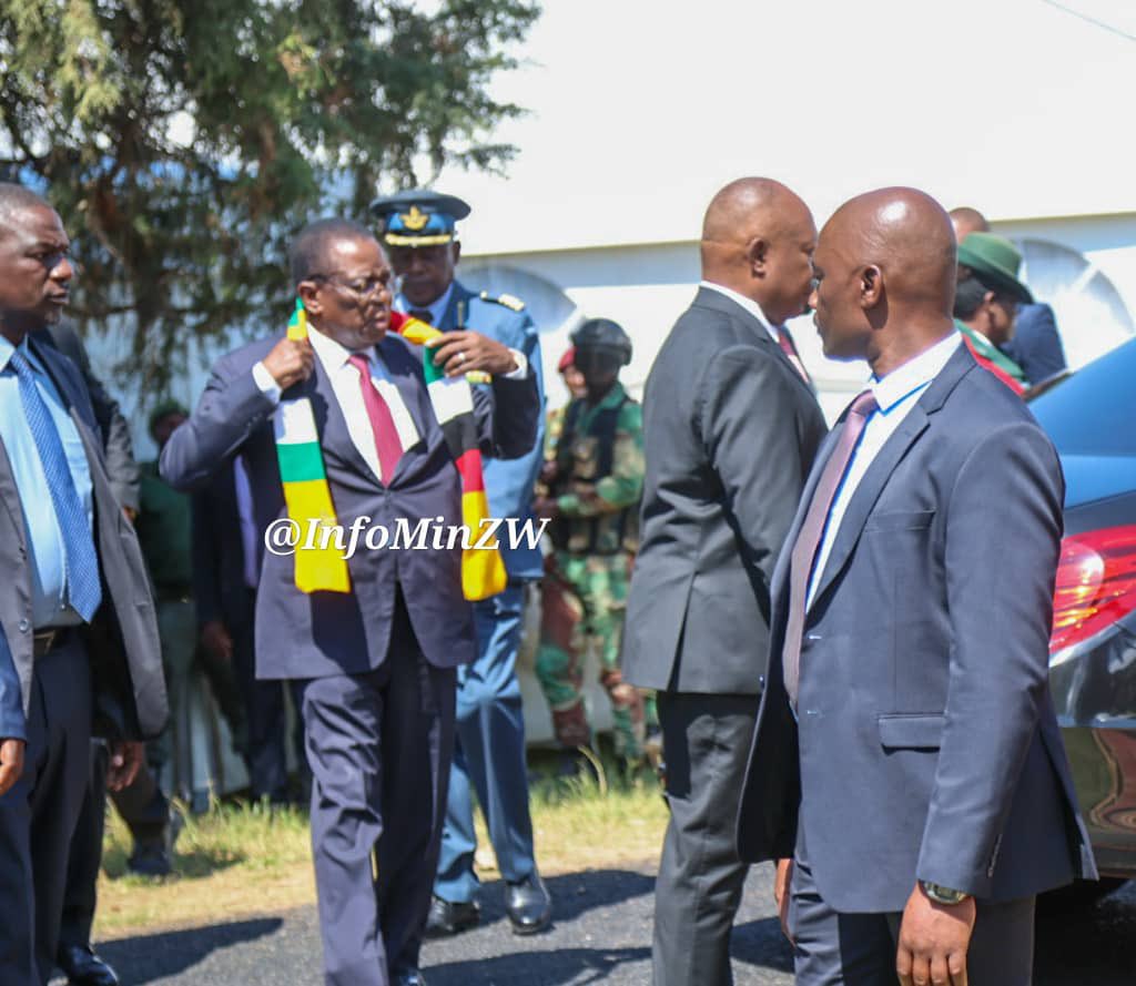 H.E the Commander in Chief of the Zimbabwe Defence Forces President Emmerson Mnangagwa has arrived at the Charles Gumbo barracks to preside over the the hand over-take over parade for the outgoing and incoming Commander of the ZDF.