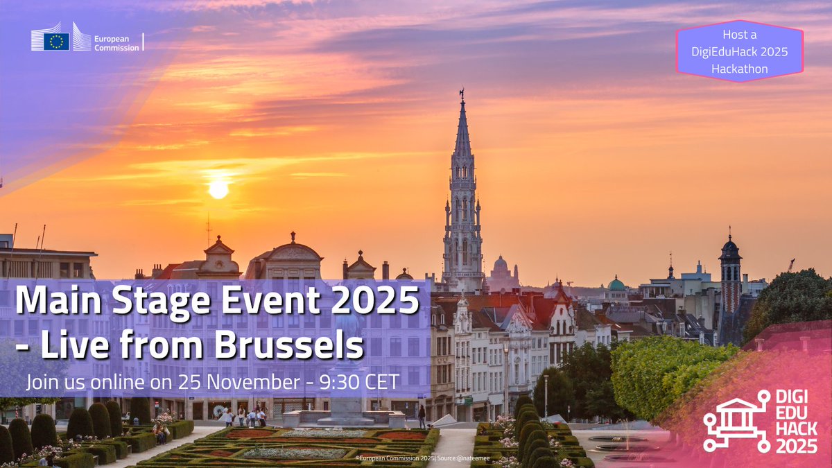 DigiEduHack's tweet image. ⏳ 1 day to go! 
🌍 After 10 days of #DigiEduHack hackathons, we come together to share stories &amp;amp; inspiration from this year’s edition &amp;amp; panel discussions with leading voices in #digitaleducation.
 📺  Watch tomorrow from 9:30 CET: digieduhack.com/main-event

#DigiEduhack2025