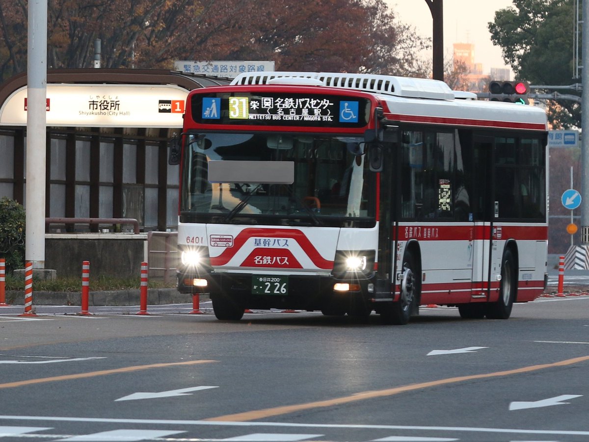 昨日はなが～い基幹バスを撮影に。名鉄バス名古屋営業所に貸出中の6401