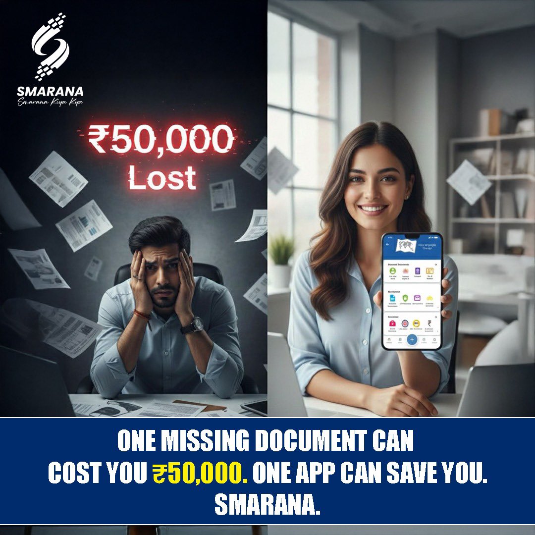 smaranaapp's tweet image. Financial management app India

Losing one important document can cost you thousands. Smarana keeps every policy, ID, bill, record, and financial detail stored safely

 #digilocker #makeitinindia #startupindia #digitalindia #financeapp #digitalstorage #indiafinance #document