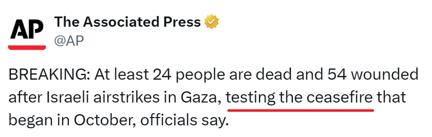 If a Zionist is killed it's called "terrorism"

But if 24 Palestinians are killed it's called a "test"