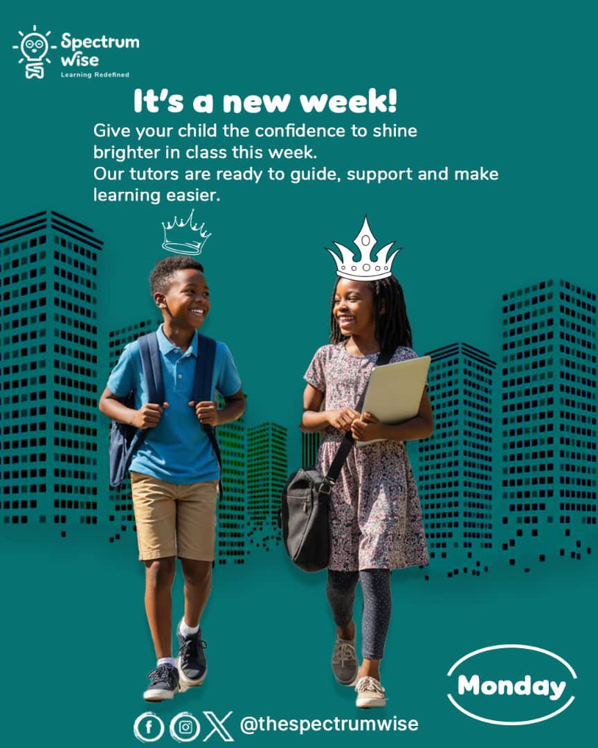 thespectrumwise's tweet image. A new week means new chances for your child to grow and shine. 
Our tutors are here to guide, support and make learning smoother. 
Let’s make this week a confident one. 
#parents #OnlineTutoring #LearningSupport #kidsEducation #StudentSuccess #NewWeekMotivation #EducationForAll