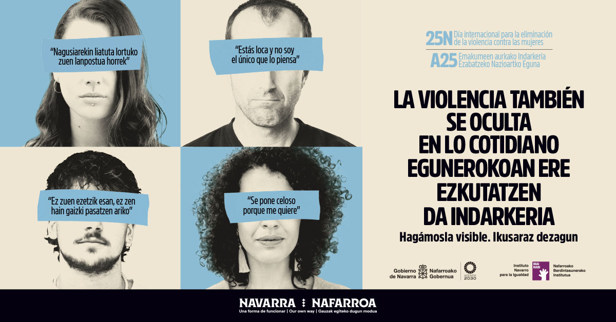 👁️ Aunque no la nombres, hace daño.
Hay acciones y palabras, actitudes y gestos que parecen inofensivos. 

Pero esconden violencia.

Aprende a detectarla. Ponle nombre.

👉Descúbrelo aquí:

igualdadnavarra.es/es/25-de-novie…

#25N #DíaContraLaViolenciaMachista