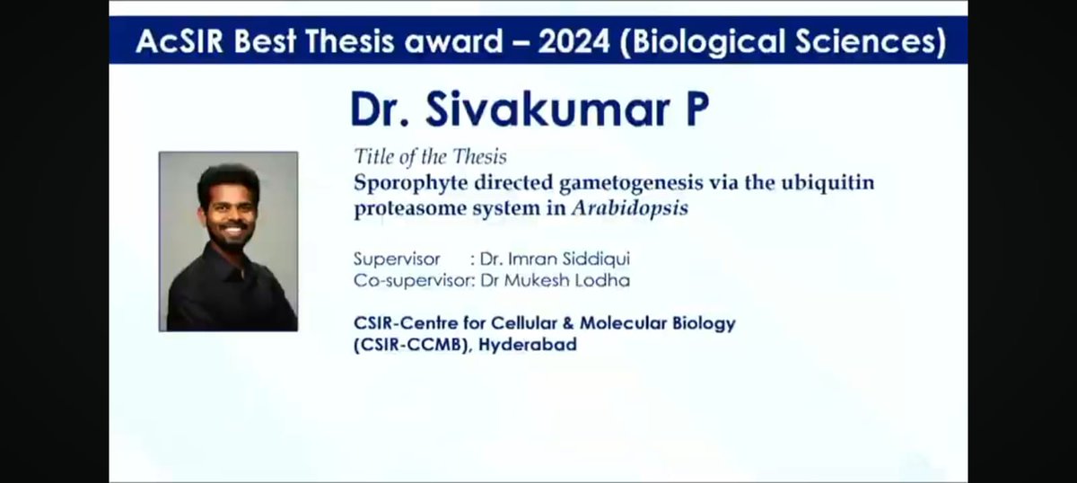 ccmb_csir's tweet image. Many congratulations to @Pradeepkumar_2 and @meiosiva for the AcSIR Best Thesis Awards.
@CSIR_IND @AcSIR_India