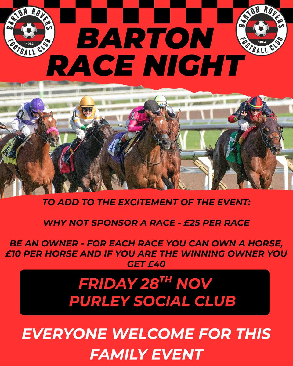 Just a few days until our first ever Race Night.  There is still time to sponsor a race or own a horse - if you want to do either contact Craig