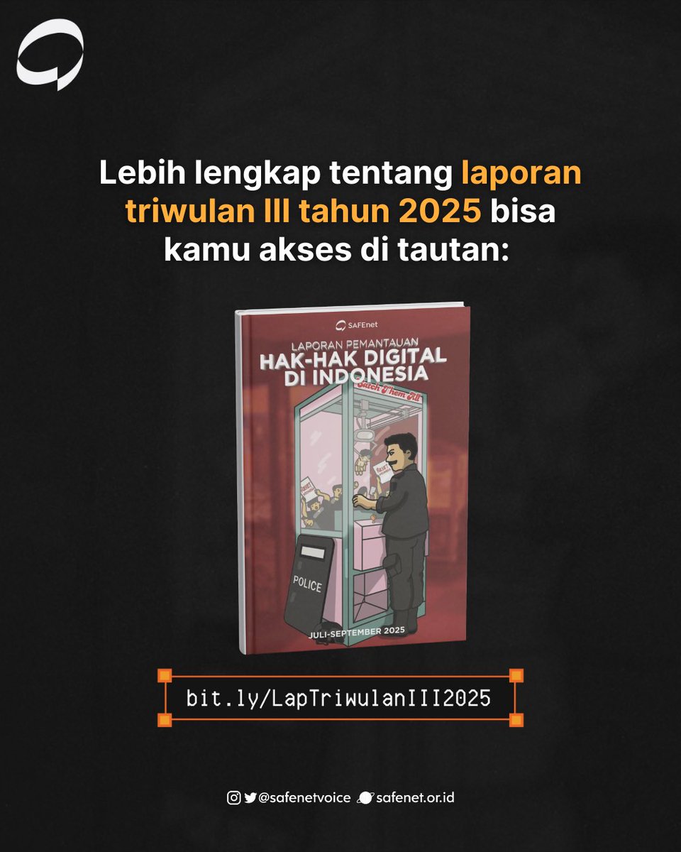 safenetvoice's tweet image. Lebih lengkap tentang laporan triwulan 3 tahun 2025 melalui bit.ly/LapTriwulanIII…

#InternetAmanBebasSetara #SAFEnet