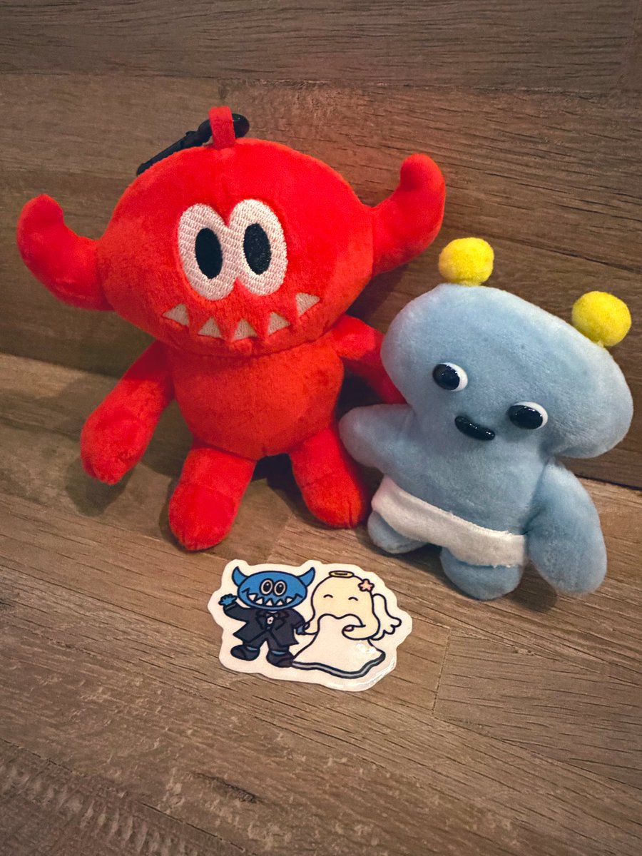 このステッカー とってもかわいいぜ ぬいぐるみとも撮っちゃうぜ