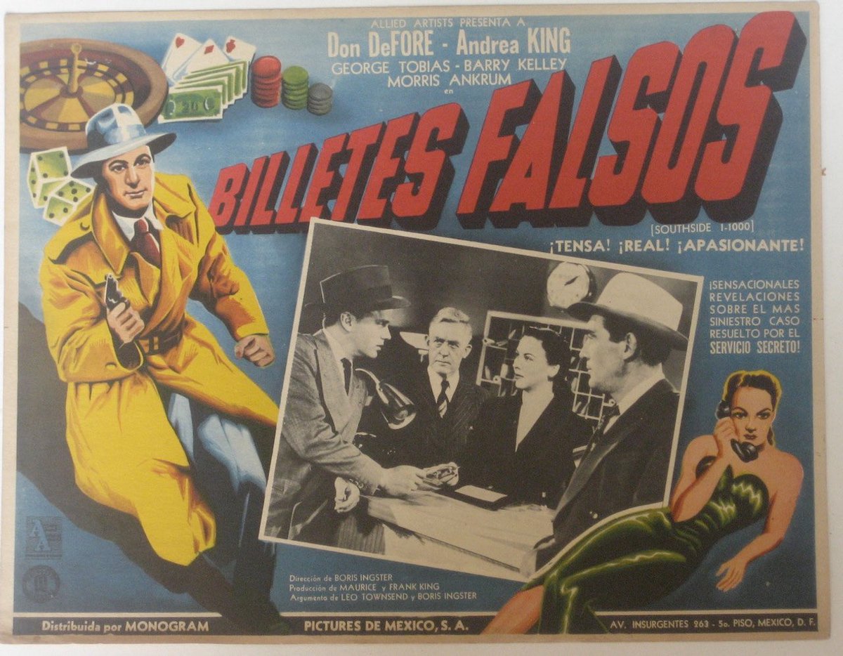 FrankMalfitano's tweet photo. FILM OF THE DAY: For #Noirvember neatly handled 1950 #BMovie #filmnoir about undercover agent #DonDefore after counterfeiters underrated #AndreaKing good as always in fairly complex role & usually comic #GeorgeTobias good as ruthless thug #1950s 🎞️ https://t.co/mMdVdEteID