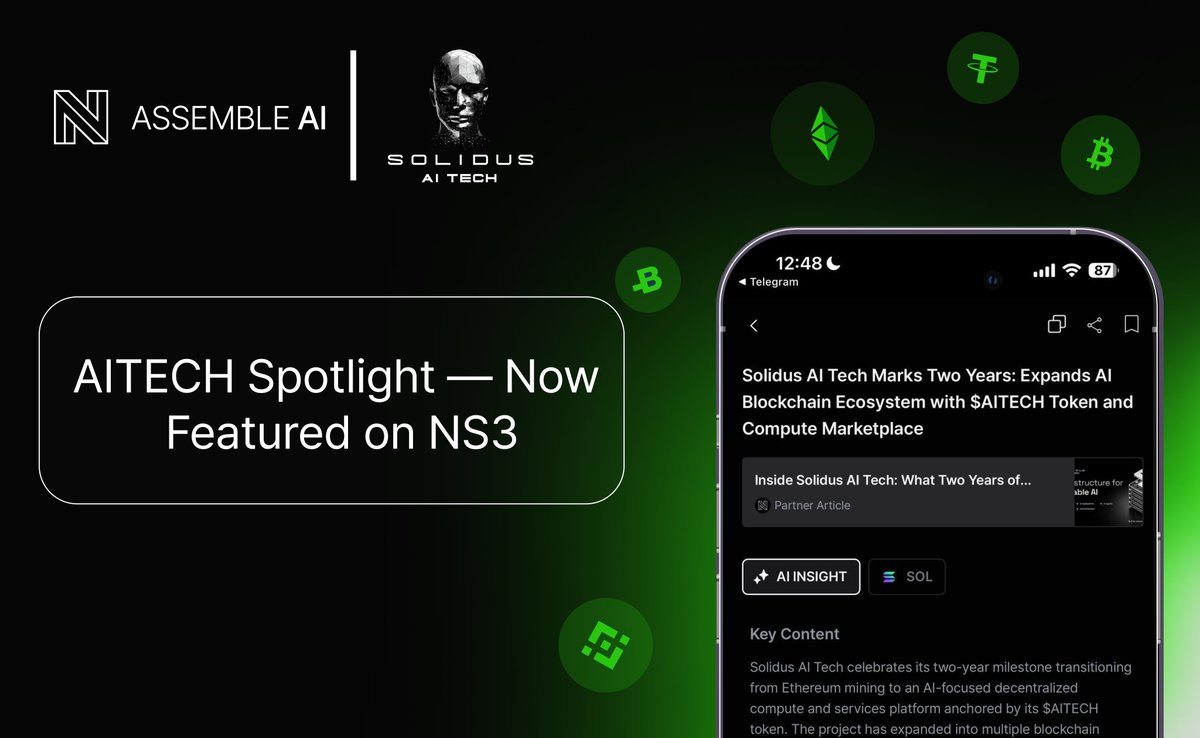 oopsjiah's tweet image. AITECH in Focus: Insights from NS3 by @Assemble_io

@AITECHio ( $AITECH) is gaining attention as a key player in the AI × Web3 space, with accelerating growth in AI-compute infrastructure and expanding enterprise adoption. To mark its second anniversary, Assemble AI’s NS3 app…