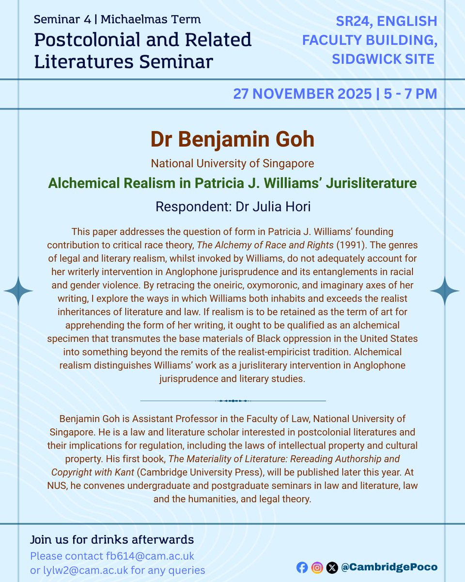 Cambridge Postcolonial Literatures Seminar tweet media