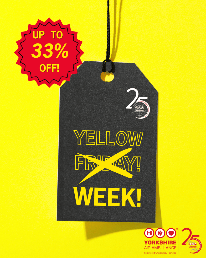 YorkshireAirAmb's tweet image. You’ve heard of Black Friday… but here at YAA, yellow is the new black! 💛🖤

Today marks the start of our WEEK-LONG Yellow Week Sale!

Shop now at yaa.org.uk/product-catego… 

#BlackFriday #YellowWeek #Sales #Yorkshire #AirAmbulance #Charity #SavingLivesAcrossYorkshire