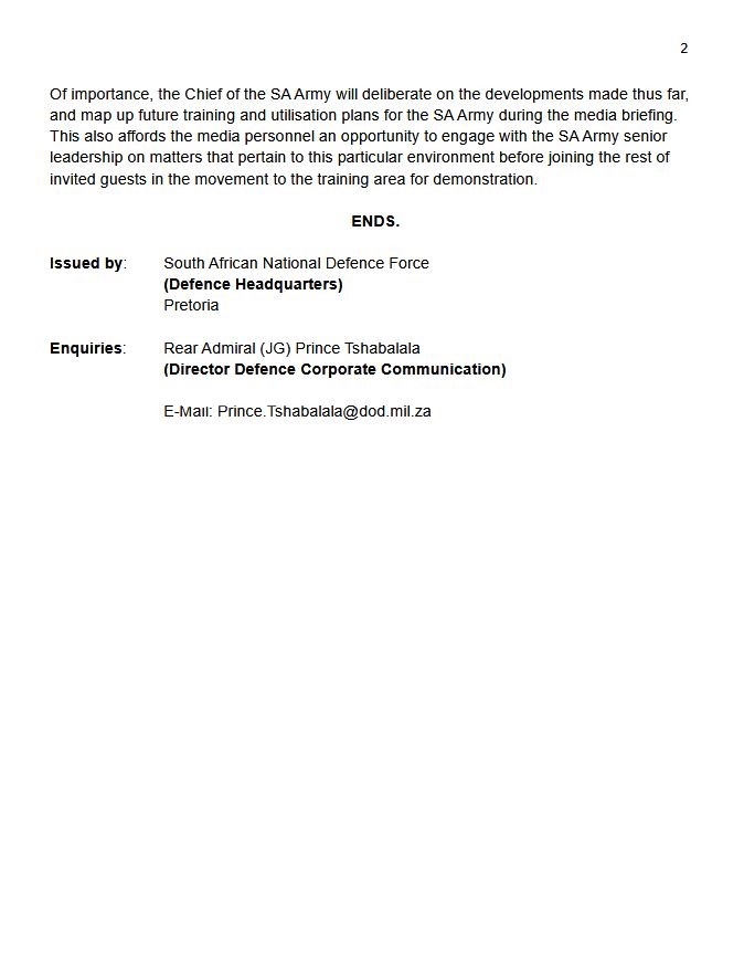 SANDF_ZA's tweet image. The SA National Defence Force Media Advisory || Sunday, 23 November 2025 || The SA Army ready to conduct major military Exercise VUK’UHLOME set to take place on 26 November 2025, Lohatla Combat Training Center, Northern Cape.

#SANDF
#SAArmy
#PrideOfLions
#ExerciseVUKUHLOME_IV