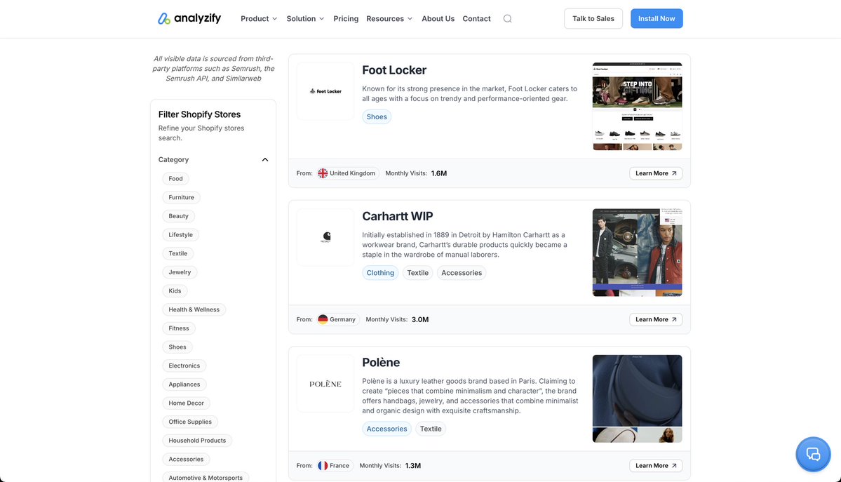NathanNoCode's tweet image. J’ai découvert un site sympa si vous cherchez des exemples des gros sites Shopify 👨🏻‍💻

C’est pas le site du siècle, mais ça permet de trouvez pas mal d’inspi 👇🏼

analyzify.com/shopify-stores