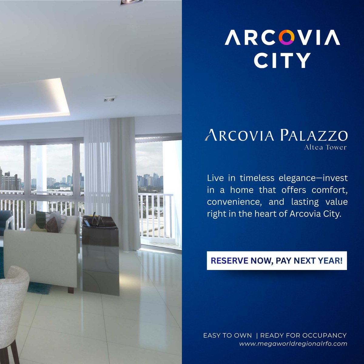 MWRegional_RFO's tweet image. Make your move at Arcovia City, Altea Tower—secure a home that combines elegance, comfort, and a smart investment, all with an exclusive promo.

For inquiries, call us at 0917-836-6436.

#MegaworldRegionalRFO #ArcoviaCity #EasyToOwn