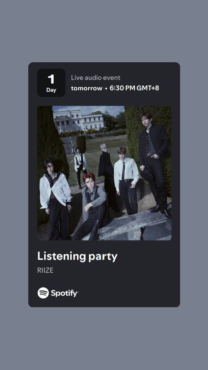 SpotifyPH's tweet image. We don’t need fame, we just need @RIIZE_official 🖤

RSVP at the link below to join the Listening Party hosted by RIIZE now!

Nov 25, 6:30PM PST: party.spotify.com/event/4QkZRQxF… 

*available only for Premium users in select regions