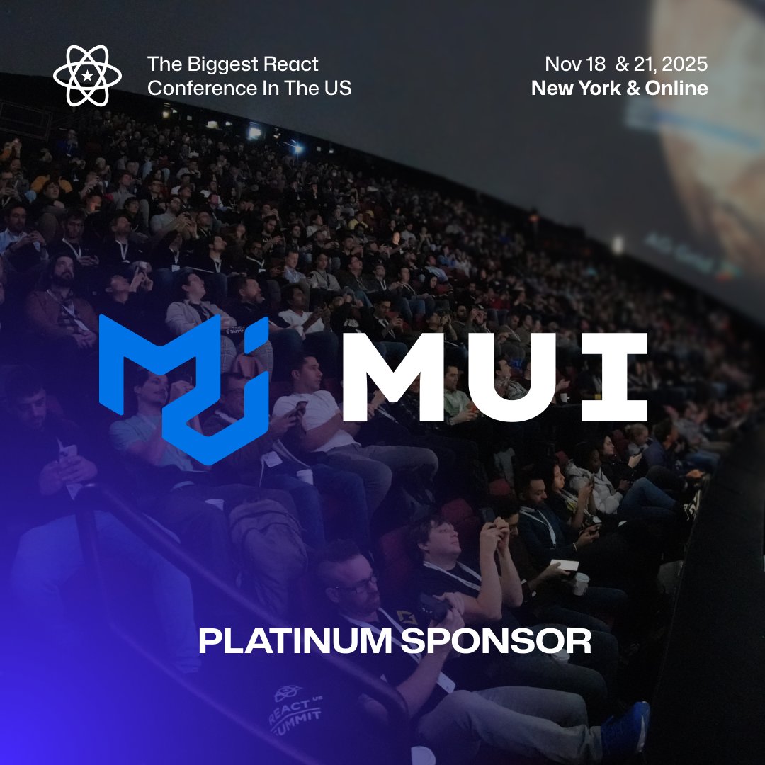 ReactSummit's tweet image. .@MUI_hq is so much more than just @MaterialUI!

Unstyled components?
✓ @base_ui

Advanced components?
✓ MUI X Data Grid
✓ MUI X Date and Time Pickers
✓ MUI X Charts
✓ MUI X Tree View