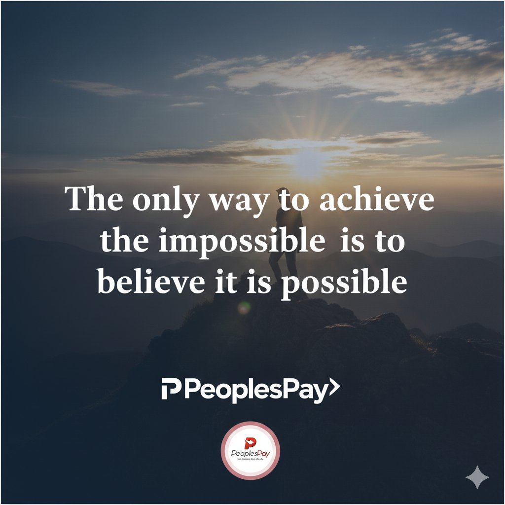PeoplesPay_Gh's tweet image. Believe it. Build it. Achieve it. 🚀 #PeoplesPay
#MakeItPossible 
#DigitalInnovation 
#GhanaTech 
#Motivation 
#ThinkBig 
#GrowWithPeoplesPay