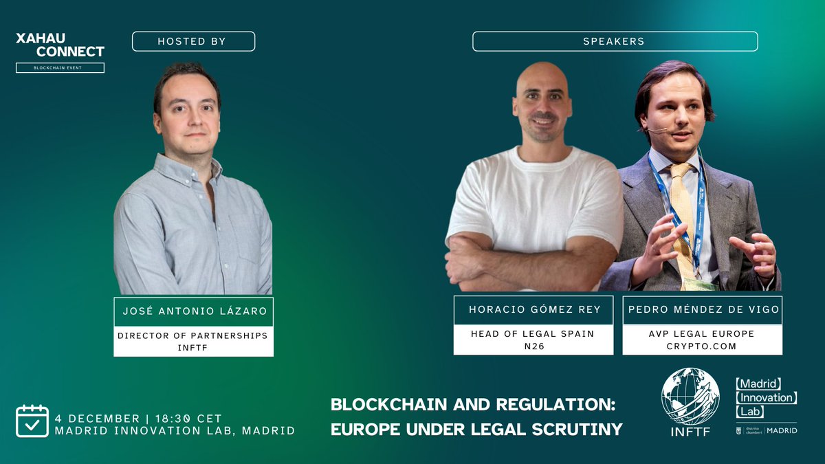 ekiserrepe's tweet image. 🇪🇸 ¡Gente interesada en blockchain de Madrid!

Pedro Méndez de Vigo (Crypto.com) y Horacio Gómez Rey (N26) hablarán sobre MiCA y regulación blockchain en Europa

¿Dónde?
📅 Jueves 4 de diciembre, 18:30
📍 Madrid Innovation Lab share.google/BaKQYhQhbYK4HY…
🎟️ Apúntate…