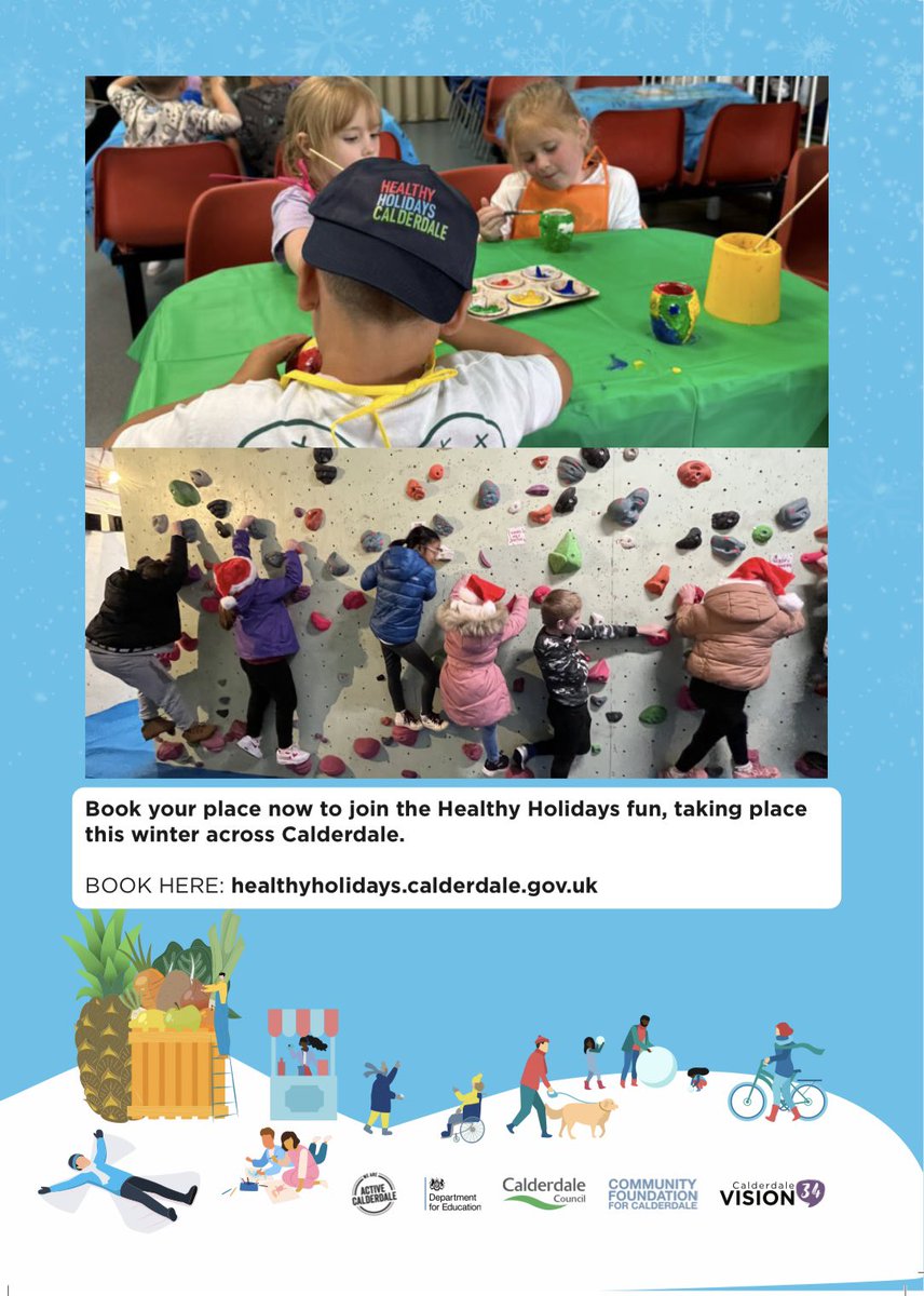 HAFCalderdale's tweet image. ❄️ Winter 2025 bookings are now OPEN!
🤸‍♂️ Free holiday club places available this December for children eligible for benefits-related free school meals.
Book now ⬇️
healthyholidays.calderdale.gov.uk

#HAF2025 #HealthyHolidaysCalderdale
