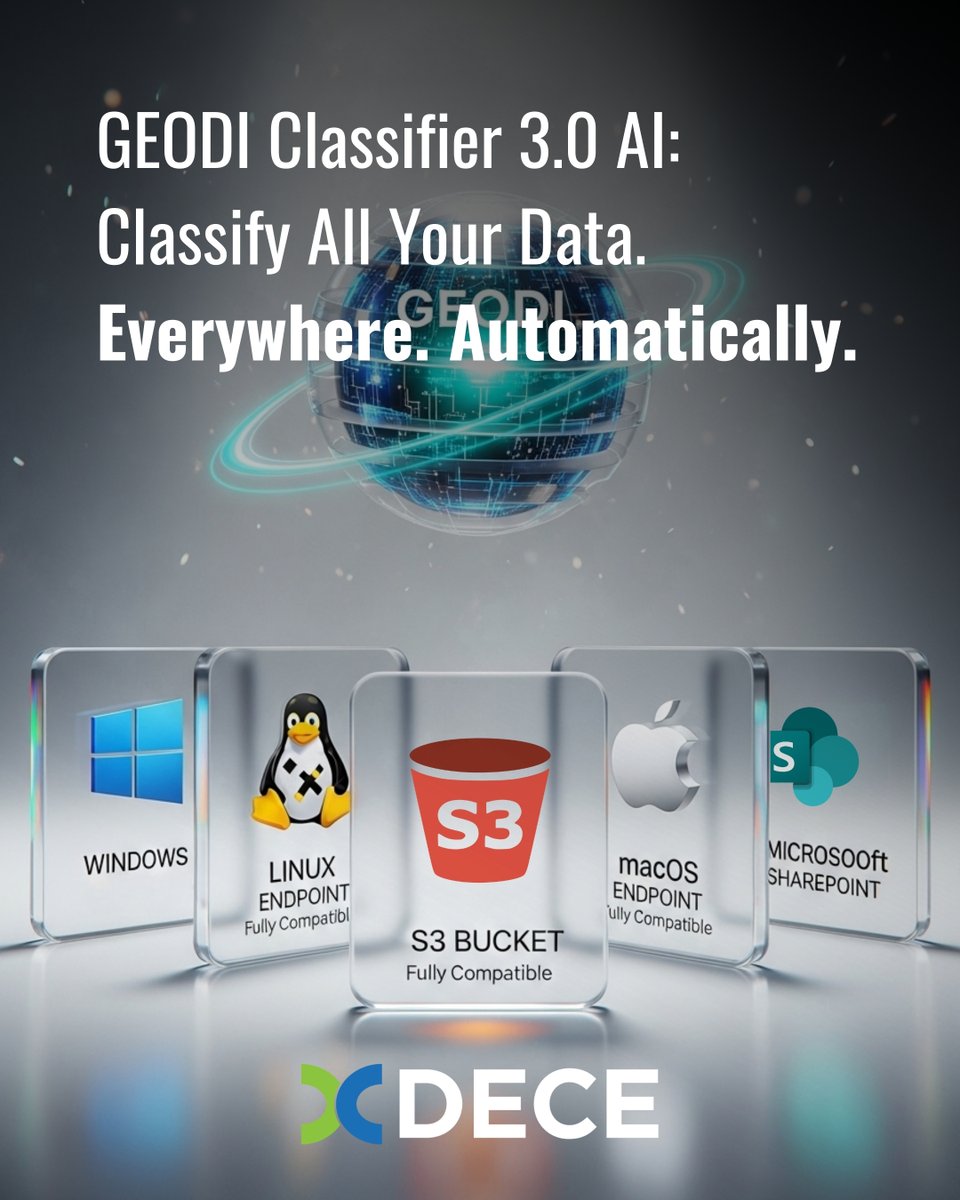 SoftwareDECE's tweet image. 🌐 GEODI Classifier 3.0 AI: Classify All Your Data. Everywhere. 
GEODI Classifier 3.0 AI delivers automated classification across all platforms:
✅ Linux &amp;amp; macOS endpoints
✅ S3 buckets
✅ Microsoft SharePoint
#GEODI #AI #DataClassification #LinuxSecurity #macOS #S3 #SharePoint