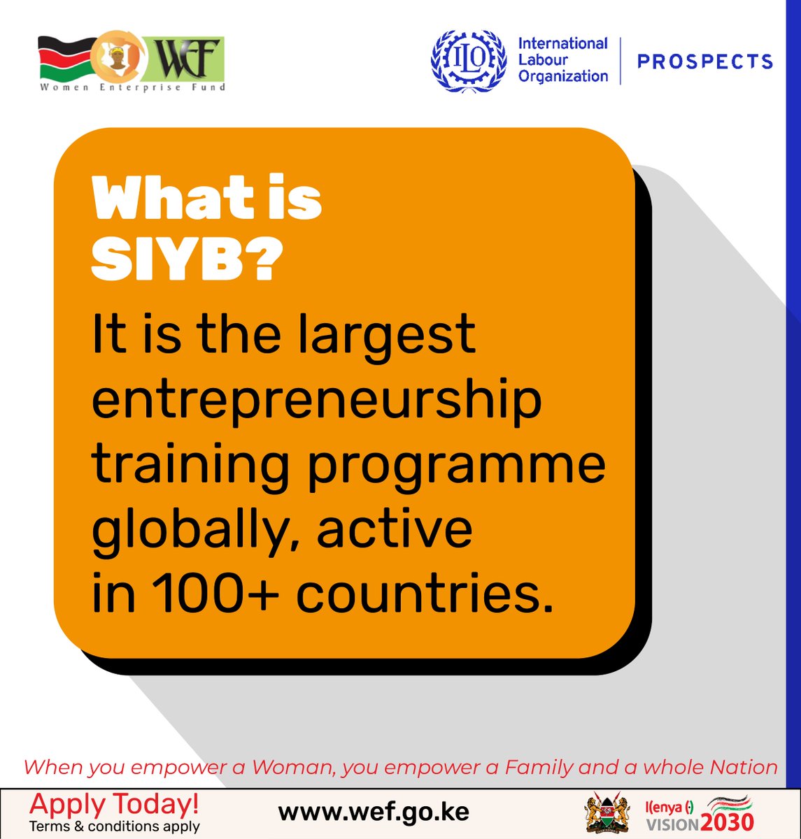 SIYB, delivered through the WEF–ILO collaboration, supports micro and small enterprises to create jobs and cut poverty.