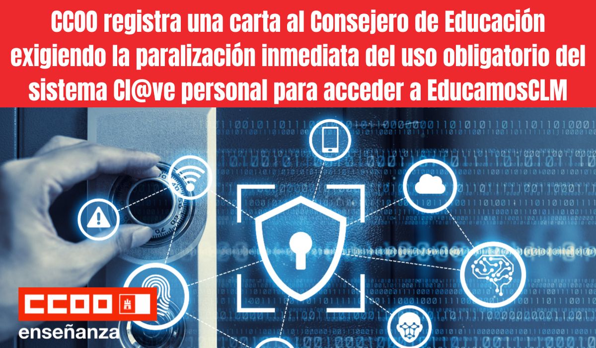FECCOOCLM's tweet image. 🚨 CCOO exige a la Consejería paralizar la obligación de usar Cl@ve personal para acceder a EducamosCLM.

❌ No tiene soporte legal.
❌ Vulneración del RGPD y del ENS.
❌ Riesgos graves de seguridad en equipos compartidos.

🔗 castillalamancha.fe.ccoo.es/noticia:742733
