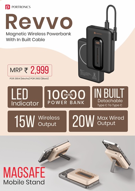 TechKard's tweet image. Portronics Revvo - 10,000mAh MagSafe power bank

15W wireless charging
built-in kickstand
detachable USB-C cable

22.5W wired charging
LED battery indicator
Available in 3 colors

₹1,549:amzn.to/3Kl9ki7

#Portronics #PowerBank