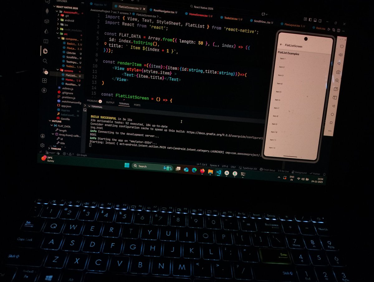 Sanjayk20300693's tweet image. Finally restarting my coding journey after a two-month break. Learning React Native for app development.
#ReactNative #AppDevelopment #Coding”