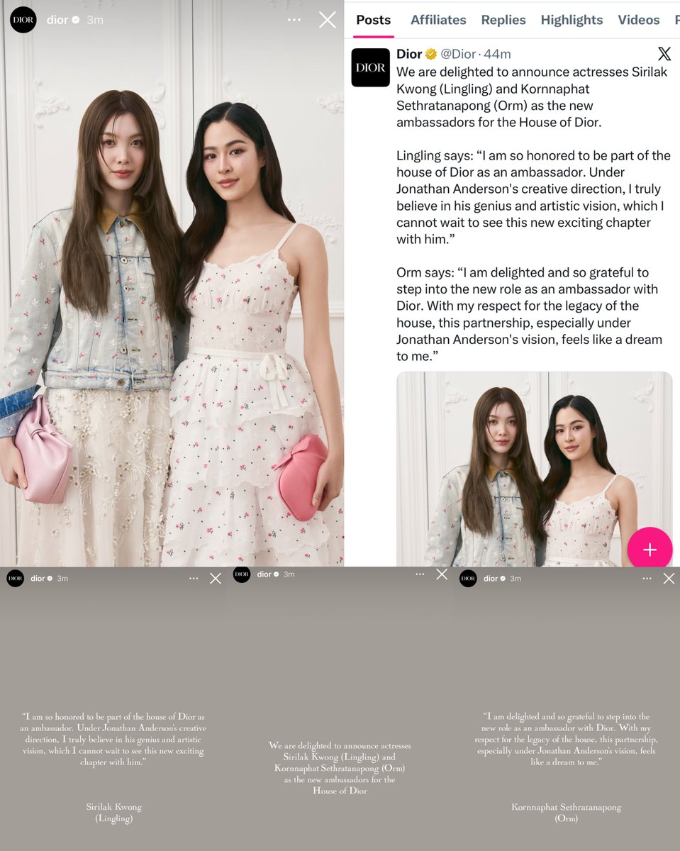nongplaaaaa's tweet image. อมกกก ดิออร์ลงทั้งทวิต และ ไอจี อฟช เลยอะะ 🥺

มีน้ำตากับสิ่งนี้มาก ชอบการทรีตของดิออร์ และ ทีมที่มีต่อหลิงออมเสมอมา ประทับใจสุด ๆ ปลื้มมากที่เขาได้มาเป็นครอบครัวเดียวกันแล้ว ด้อมม่วงรักดิออร์ตลอดไปค่ะ 😭🤍

LINGORM STARS IN DIOR
#LingOrmDiorAmbassador
#LingOrm #Dior