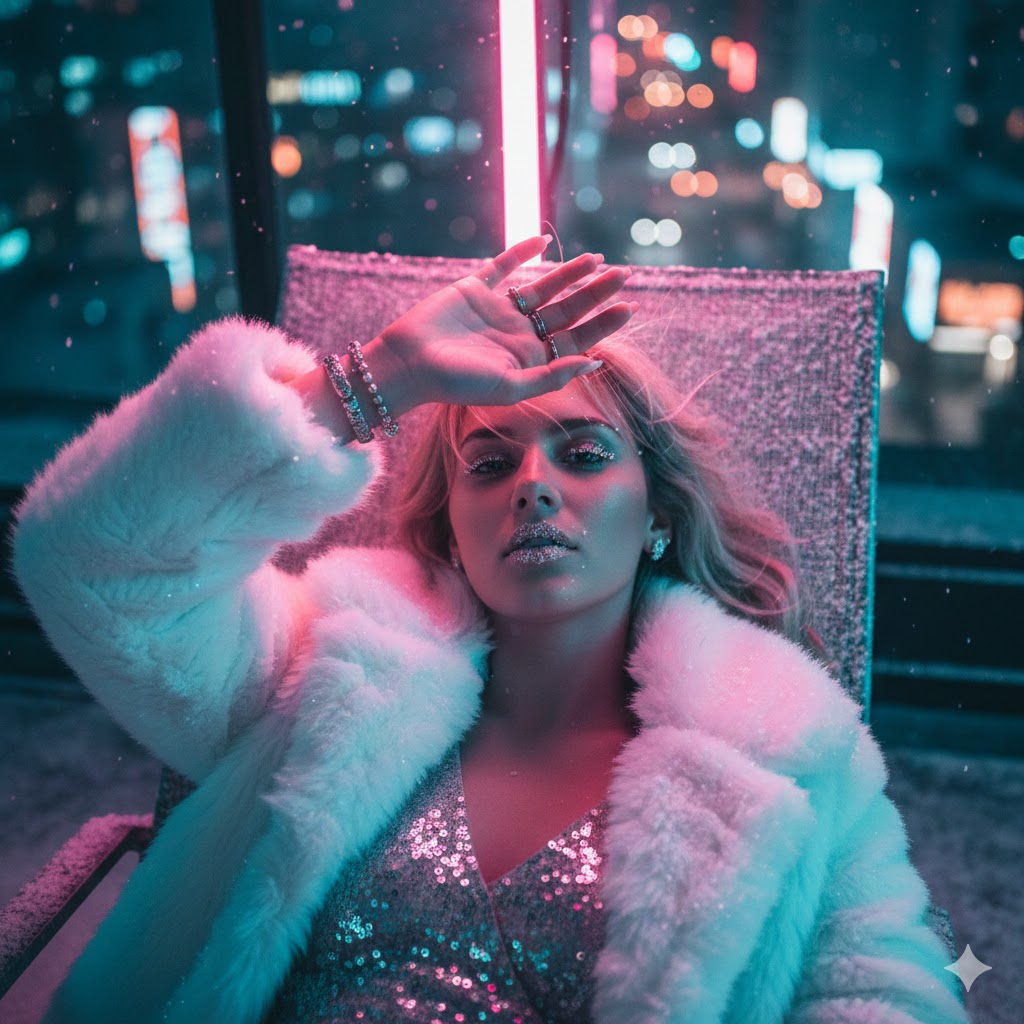 Chill Vibes: A Frosty Fusion of Neon and Retro