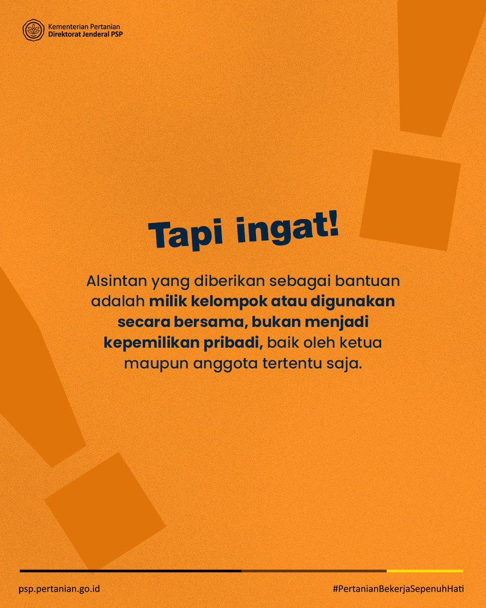 Sobatani, Poktan bisa mendapatkan bantuan alsintan dari pemerintah, lho!
Semua prosesnya dimulai dari pengajuan proposal, diverifikasi dinas, direkap Ditjen PSP, hingga masuk tahap pengadaan dan penyaluran. 

#PetaniHebat #BantuanAlsintan #Alsintan
