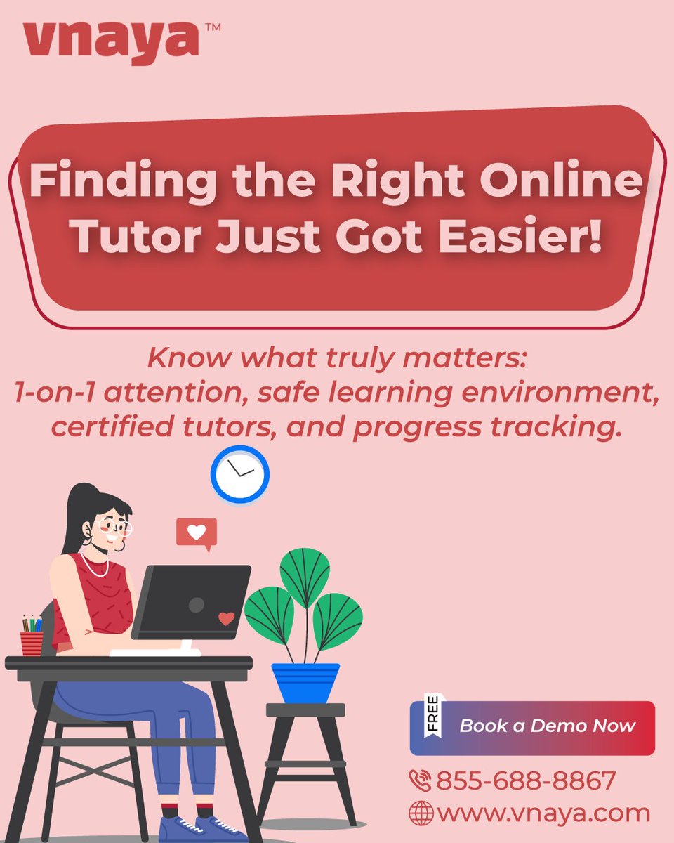 VnayaEducation's tweet image. Finding the right online tutoring platform can shape your child’s entire learning journey. 

Start smarter with Vnaya, Schedule Your Free Session Now!

#Vnaya #OnlineTutoring #PersonalizedLearning #1on1Tutoring #SmartLearning #StudentSuccess #QualityEducation #LearningMadeEasy