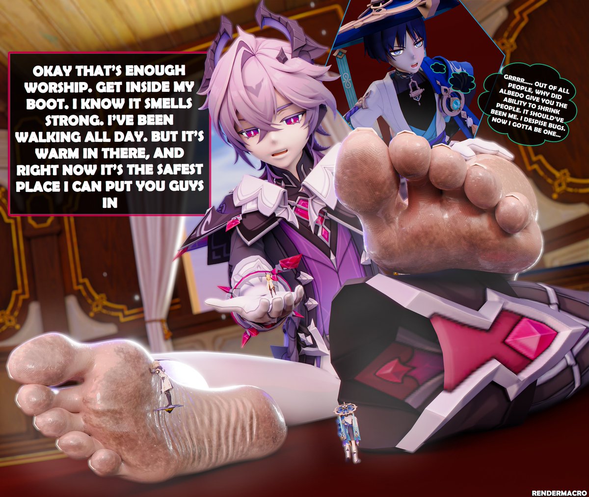 The cutest dragon is here 😖❤️ 
#malefeet #macrophilia #giantmale #sizeart #sizetwitter