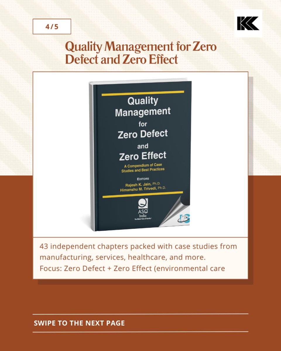 kkbooksdotcom's tweet image. Learn from real case studies of organizations striving for excellence with minimal environmental impact. Flexible, independent chapters make this book perfect for selective reading!#ZeroDefect #QualityManagement #ContinuousImprovement #MakeInIndia