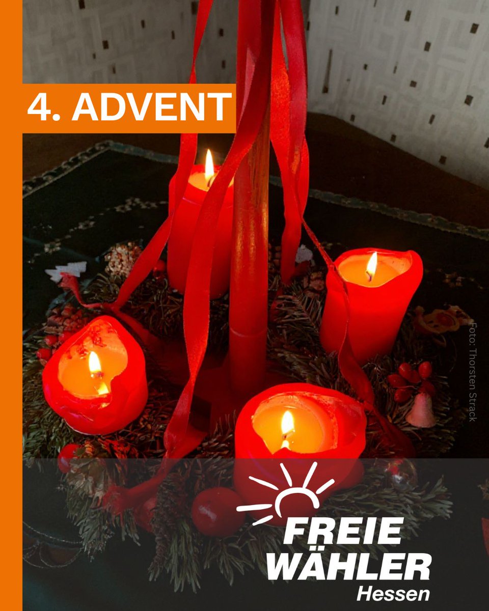 FWHessen's tweet image. Wir wünschen einen stillen 4. Advent und einen       hoffnungsvollen Ausklang der Adventszeit. Jetzt kann Weihnachten kommen.

#FreieWähler #Hessen #Advent #Advent2025 #4advent #Adventszeit  #Vorweihnachtszeit #weihnachten #weihnachten2025 #vorfreude #adventseason #Adventskranz