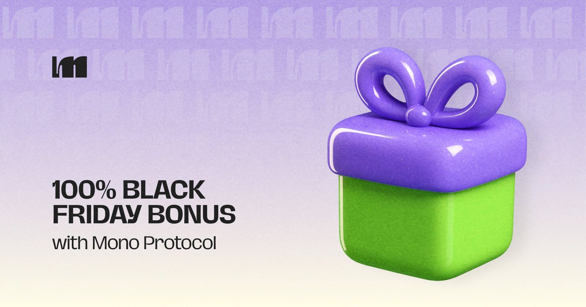mono_protocol's tweet image. Every presale purchase of $MONO receives a 100% bonus. Your allocation doubles instantly – no extra steps or conditions.
👉 Double your MONO: monoprotocol.com

Black Friday Week runs 24–30 November.
Buy during the promo window to secure the boosted allocation and…