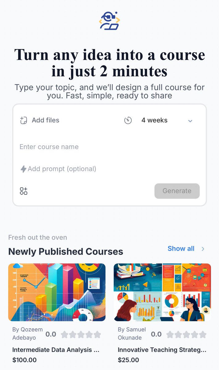 TrendingEx's tweet image. If you’re still hiring graphic designers, video editors, writers, to build you a digital course, — you are doing it the wrong way.

It’s 2025, create a full course in minutes from your notes, using @getDistinction ai tools. Quick and Easy 😅

Check it out distinction.app